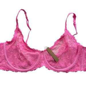 NWT SKIMS Stretch Lace Intimates Underwire Scoop Bra in PINK Size 46DD